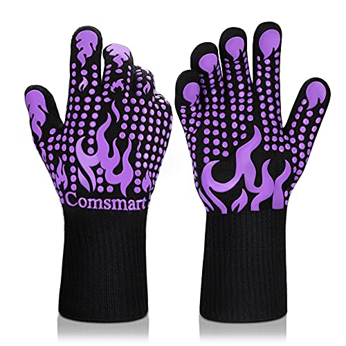 BBQ Gloves 1472 Degree F Heat Resistant Grilling Gloves Silicone Non