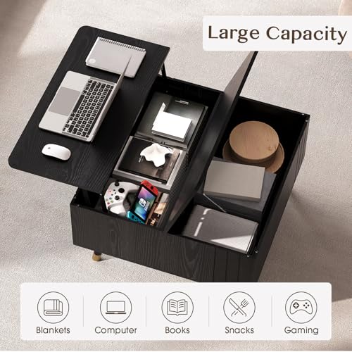 Square Lift Top Coffee Table with Storage for Living Room