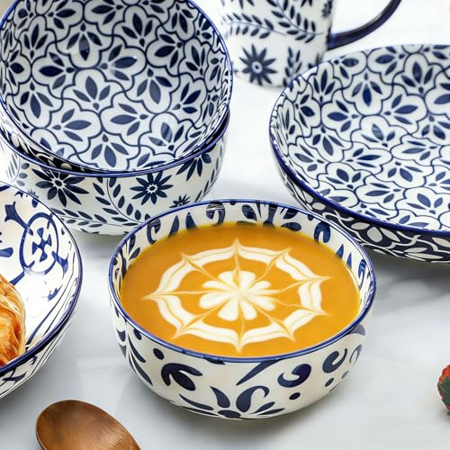 Soup Bowls 28 Ounce Ceramic Cereal Bowls Set of 6 (6 Count)