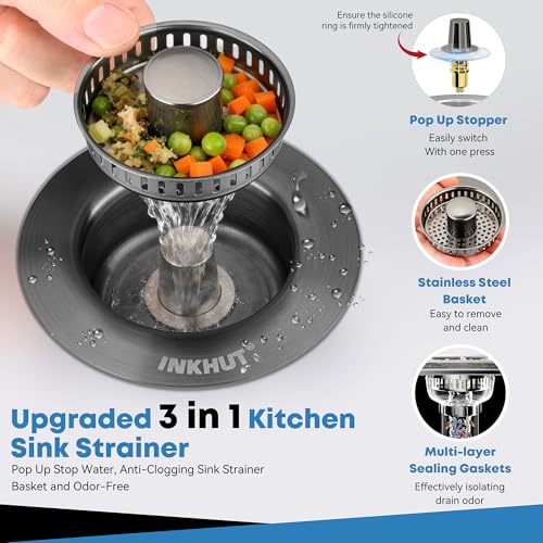 Upgraded 3 in 1 Kitchen Sink Drain Strainer
