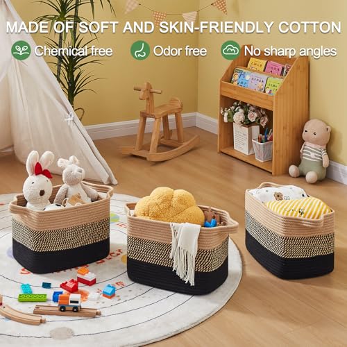 30L Storage Basket Large Blanket Basket Living Room Black & Brown