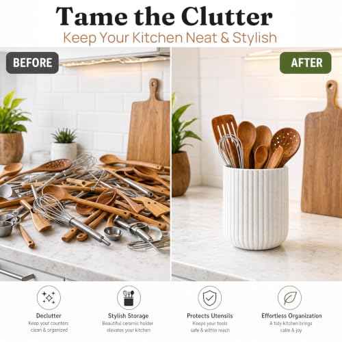 Large Ceramic Utensil Holder