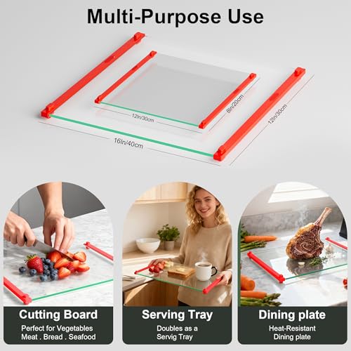 2PCS Glass Cutting Board with Silicone Grip (2 Count)