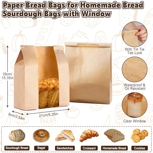 2 Pack Reusable Beeswax Bread Bags for Homemade Sourdough with Zipper (12 Count)