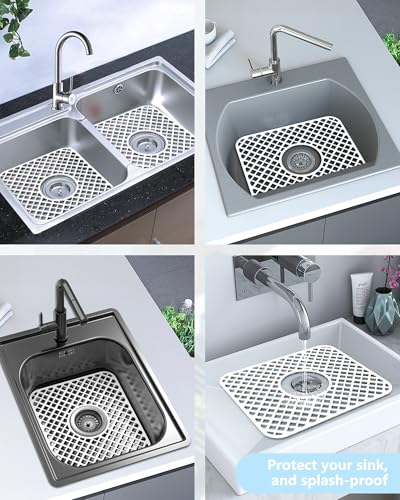 2 Pack Silicone Sink Mat Protector for Kitchen Sink