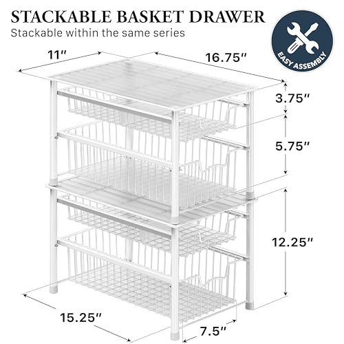 Stackable Sliding Basket Organizer Drawer