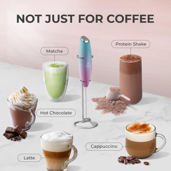 Zulay Kitchen Powerful Milk Frother Wand With 4 AA Duracell Batteries - Ultra Fast Handheld Drink Mixer - Electric Whisk Foam Maker for Coffee, Lattes, Cappuccino, Matcha & Creamer - - Culinary Roots