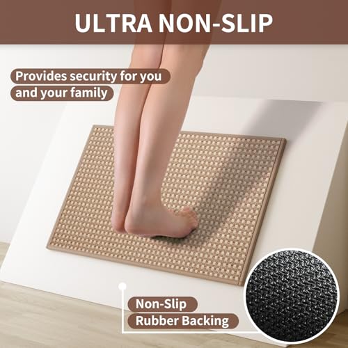 Kitchen Rugs Kitchen Mats for Floor Non Slip Washable Brown 17" x47 (5.55 Sq Ft)