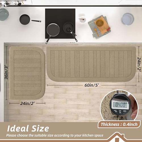 Kitchen Rugs Set of 2 Non Slip Washable 24"x36"+24"x60" (16 Sq Ft)