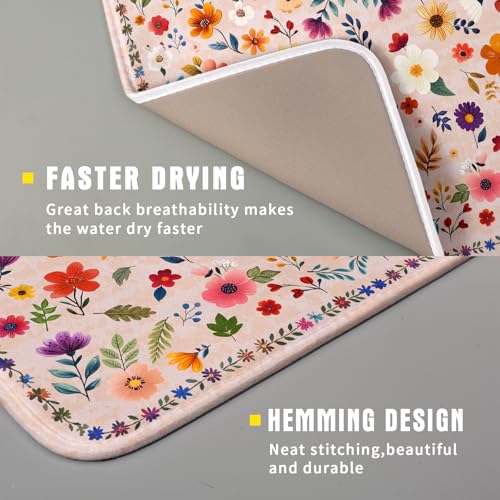 Boho Floral Dish Drying Mat