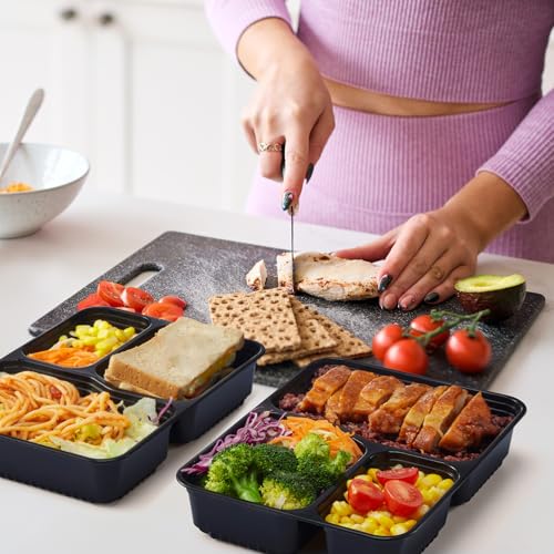 Glotoch 3 Compartment Meal Prep Containers with Lids (50 Count)