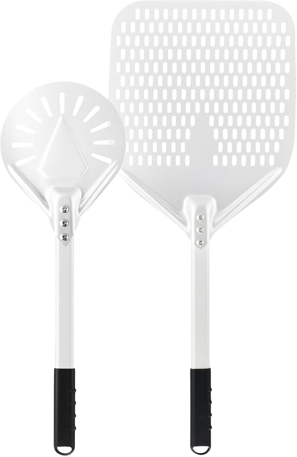 14 Inch + 7 Inch Perforated Pizza Peel Set, Pizza Turning Peel with Metal Handle, Pizza Spatula Paddle for Homemade Pizza Oven Accessories - Culinary Roots