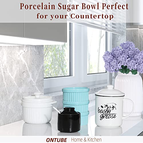 Ceramic Sugar Bowl with Lid and Spoon 8oz