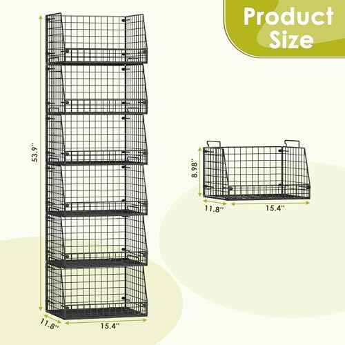 6 Pack Stackable Wire Baskets for Pantry (6 Count)