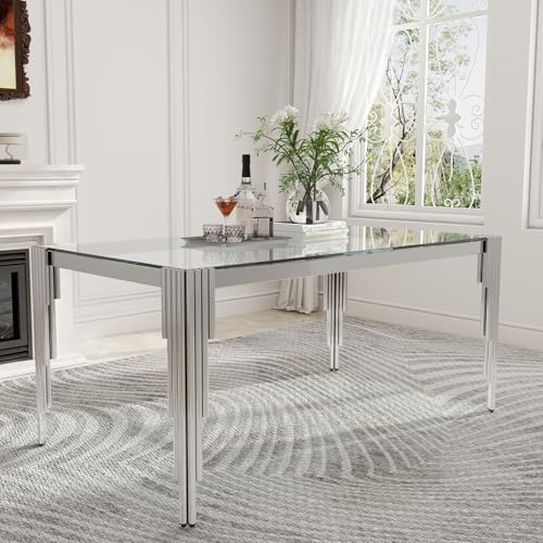 63'' Modern Glass Dining Table for 4