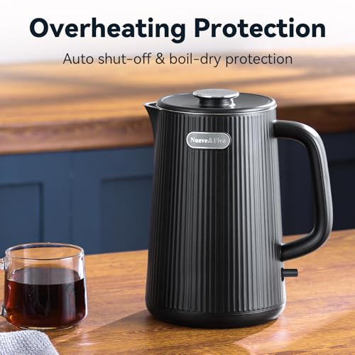 1.7L (57oz) Large Electric Kettle Perfect for 7+Cups of Tea and Coffee,2 quarts Double Wall Big Electric Tea Kettle,Auto Shut Off,1200W Hot Water Kettle Electric-Black