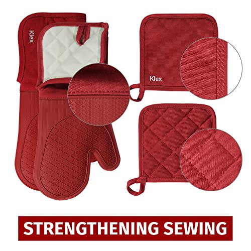 Extra Long Silicone Oven Mitts and Pot Holders (4 Count)