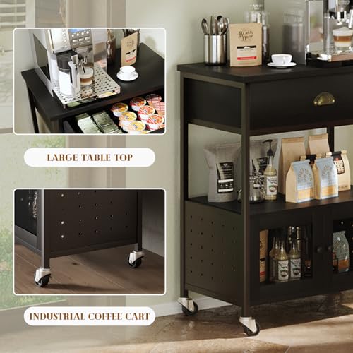 Coffee Bar Cart Cabinet