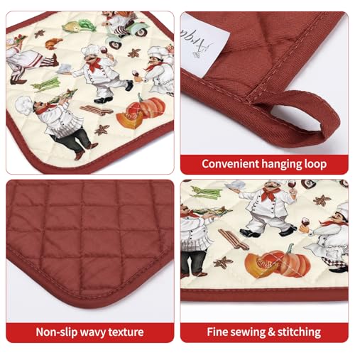 Chef Oven Mitts and Pot Holders Set (4 Count)
