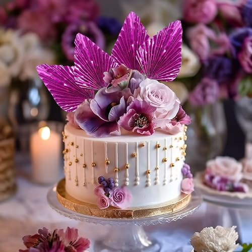 6Pcs Paper Palm Fan Cake Toppers Palm Spear Leaves Fan Cupcake Toppers Cake Insert Decorations Craft DIY Cake Bakeware Decoration for Birthday Party Wedding Party Decor Supplies Light Rose Red (6 Count)