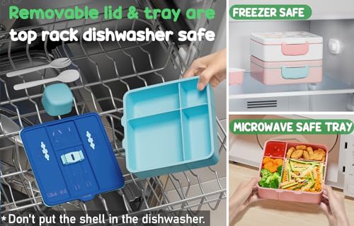 Kids Bento Lunch Box with Toddler Insulated Water Bottle Lunch Bag (7 Count)
