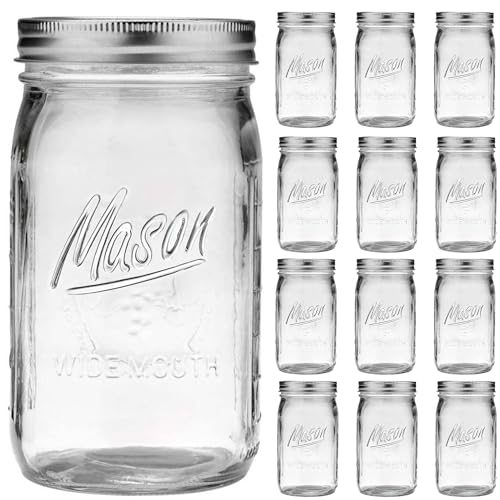 Wide Mouth Mason Jars 32 oz (12 Count)