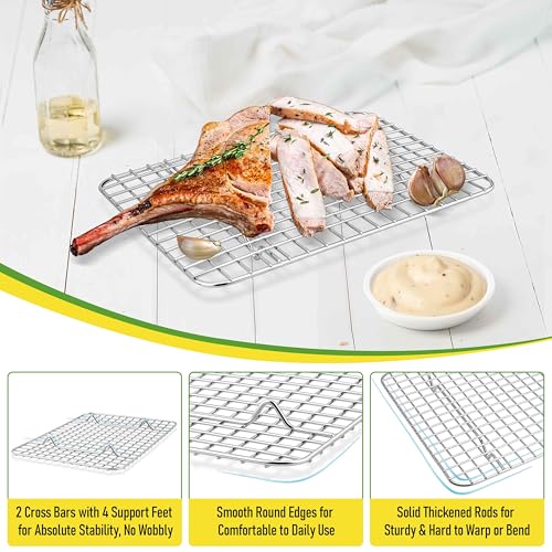 9.75"x7.5" Stainless Steel Cooling Rack Set Fit 10x8 Inch Sheet Pan