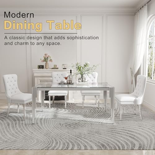 63'' Modern Glass Dining Table for 4