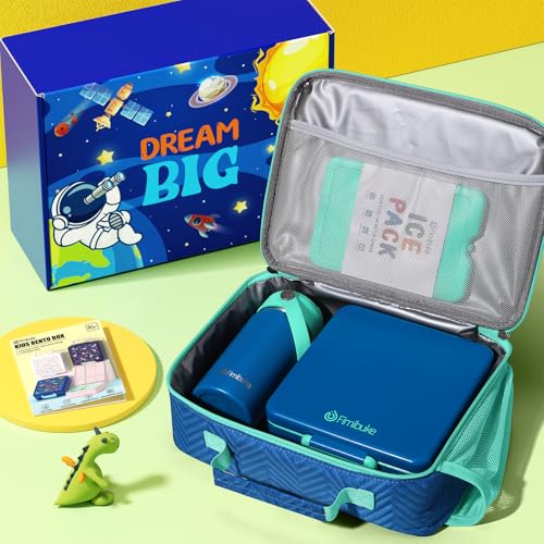 Kids Bento Lunch Box with Toddler Insulated Water Bottle Lunch Bag (7 Count)