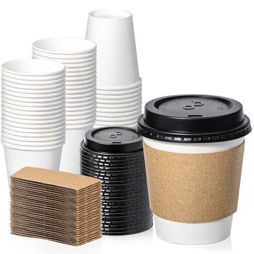 500 Pack 10 oz Disposable Coffee Cups with Lids (500 Count)