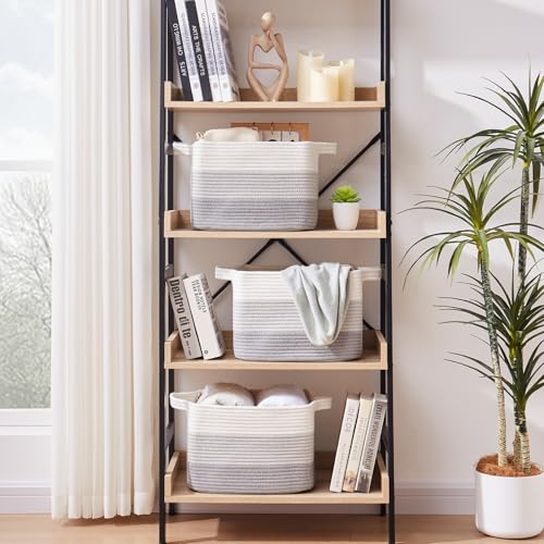 Cotton Rope Storage Baskets for Organizing Gradient Gray 3