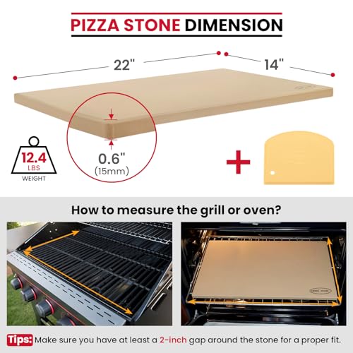 22 x 14 Inch Extra Large Pizza Stone for Oven and Grill