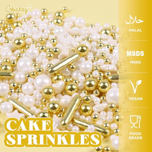 White Deluxe Gold Sprinkles for Cake Decorating 4.23ounce (4.23 Ounce)