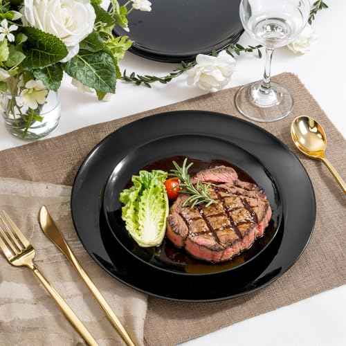 60 PCS Black Plastic Plates (60 Count)
