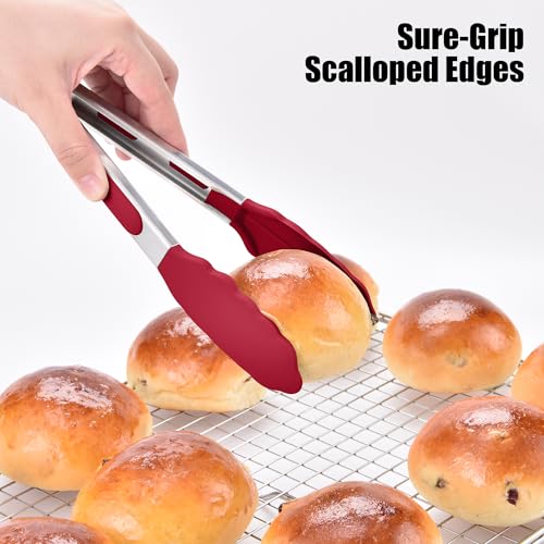 Kitchen Tongs with Silicone Tips for Cooking Serving