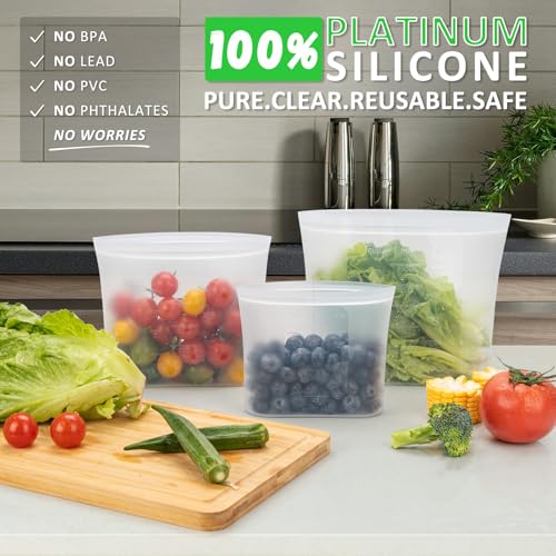 100% Platinum Silicone Reusable Food Storage Bags (4 Count)
