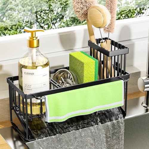 Kitchen Sink Caddy Organizer with High Brush Holder