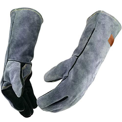 16 In,932℉,Welding Gloves,Fireplace Glove,Fire & Heat Resistant,L