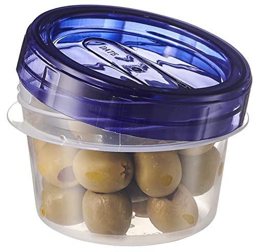 6 Pack Twist Cap Food Storage Containers with Blue Screw on Lid