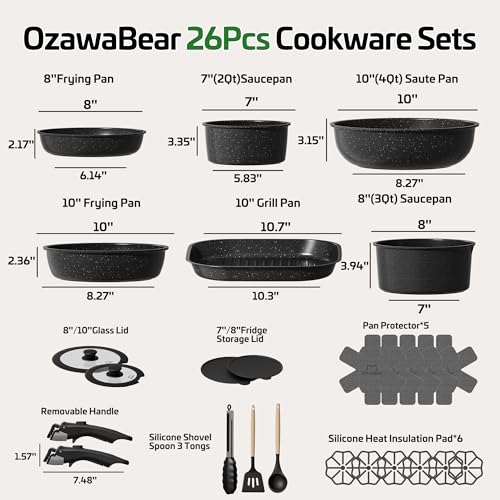 26 Pcs Pots and Pans Set Non Stick