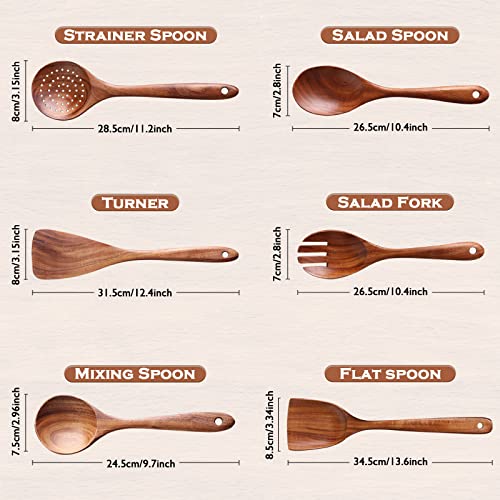 6 Piece Teak Wood Cooking Utensil Set (6 Count)