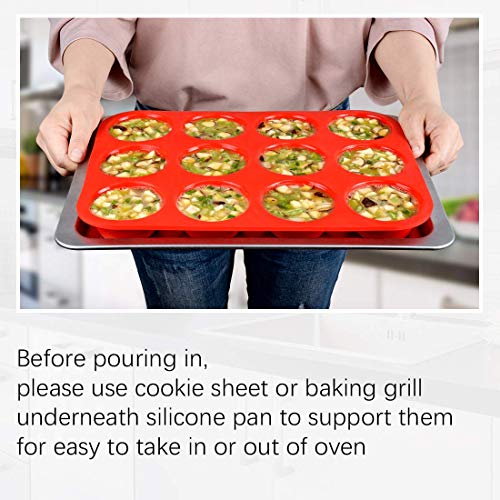 12 Cups Silicone Muffin Pans for Baking (2 Count)