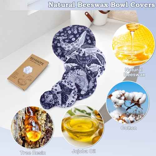 5Pcs Reusable Beeswax Elastic Bowl Covers for Bread Proofing and Food Cover (5 Count)