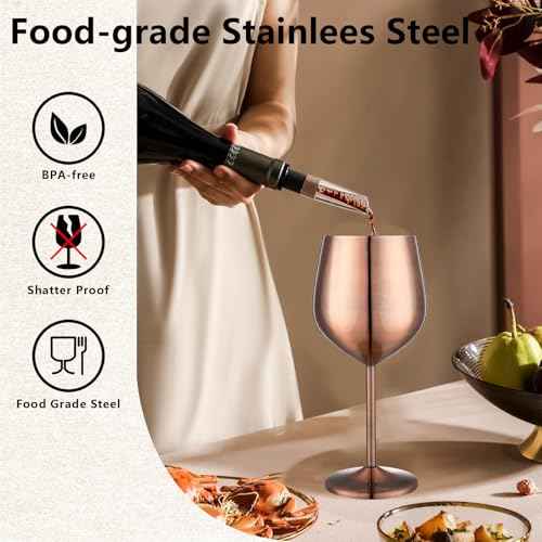 Unbreakable Stainless Steel Wine Glasses Set of 4 (4 Count)