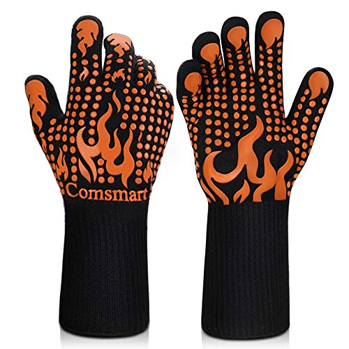 BBQ Gloves 1472 Degree F Heat Resistant Grilling Gloves Silicone Non (2 Count)