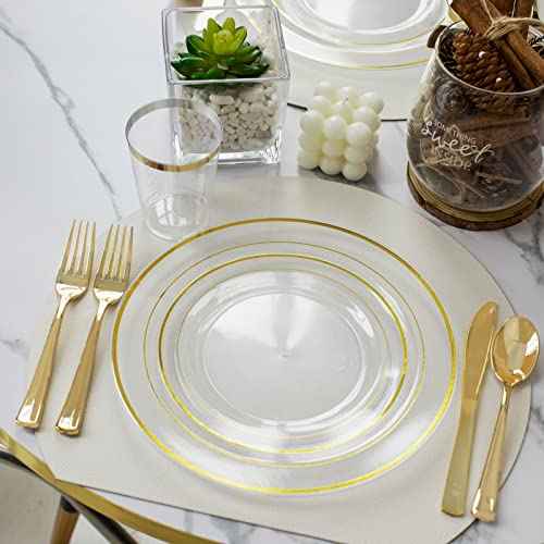 60 Pcs Clear Gold Plastic Plates (30 Count)