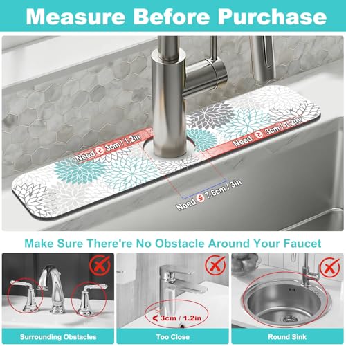 2PCS 12" x 20" Dish Drying Mat & 24" x 5.5" Sink Splash Guard