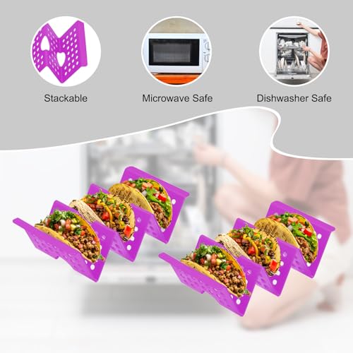 8 Pcs Taco Holder Stand Plastic Plates Hold Up to 3 Tacos
