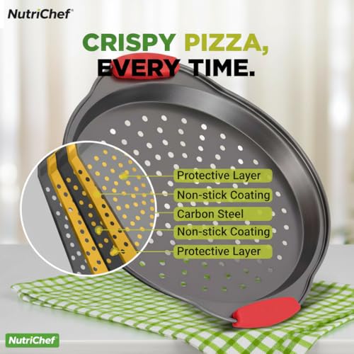 3 Piece Pizza Tray Set with Silicone Handles