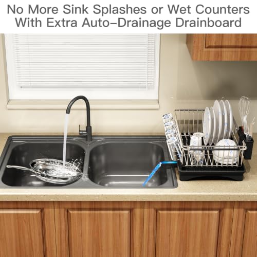 Expandable Dish Drying Rack Over Sink with Extra Drainboard